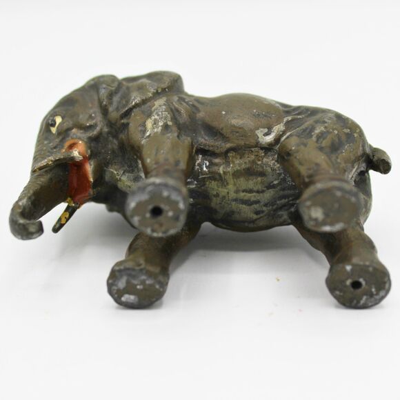 Antique Vintage Elephant Figurine Sculpture Curved Trunk Hand-Painted Features - Picture 6 of 7